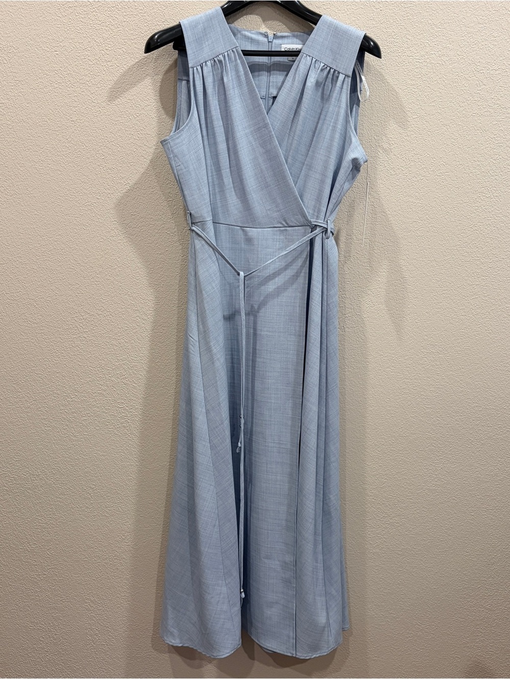 Calvin Klein Pale Blue Sleeveless Wrap Maxi Dress